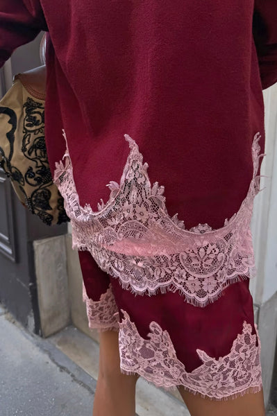 Never Fully Dressed Burgundy Lace Knit Copenhagen Jumper