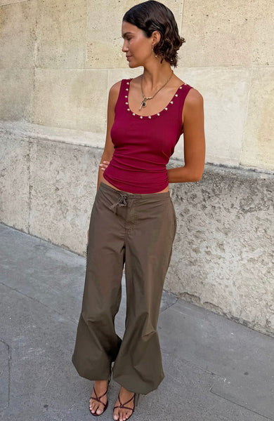 Never Fully Dressed Studded Vest - Burgundy