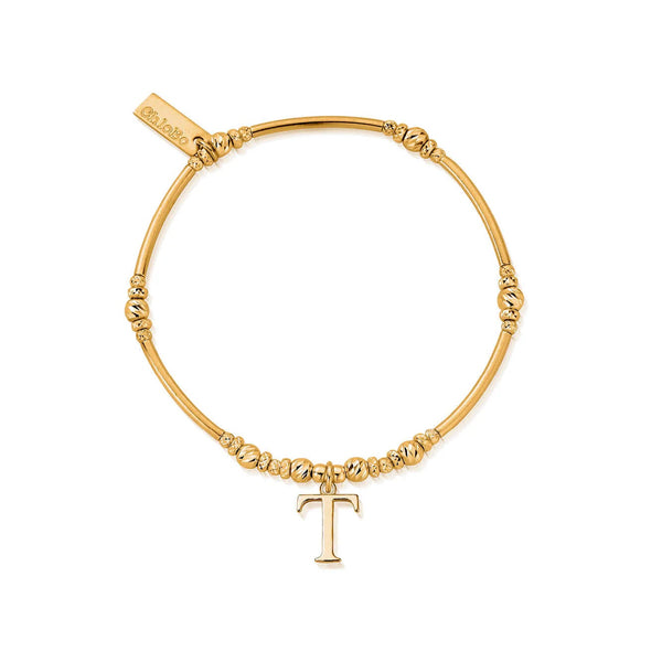 ChloBo Iconic Initial Bracelet 'T' Gold