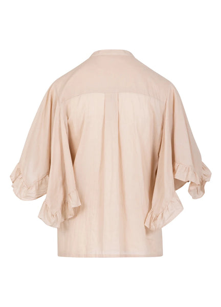 Coster Copenhagen Top With Riffles Sleeves Warm Sand