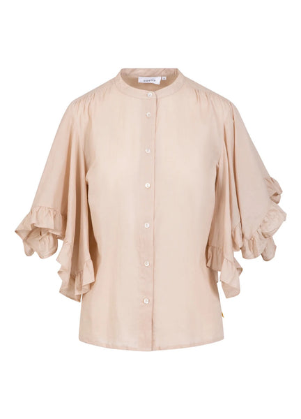 Coster Copenhagen Top With Riffles Sleeves Warm Sand