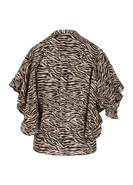 Coster Copenhagen Top With Riffles Sleeves - Zebra Print