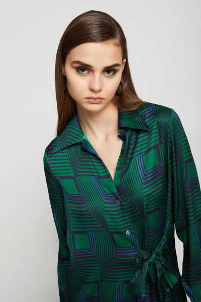 Ottod'Ame Graphic Print Maxi Dress - Emerald / Navy