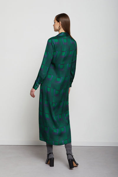 Ottod'Ame Graphic Print Maxi Dress - Emerald / Navy