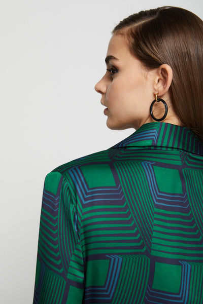 Ottod'Ame Graphic Print Maxi Dress - Emerald / Navy