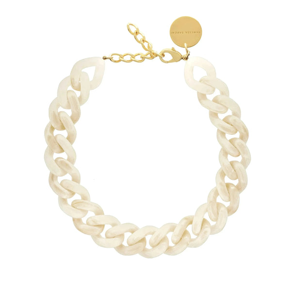 VANESSA BARONI Flat Chain Necklace - Pearl Marble