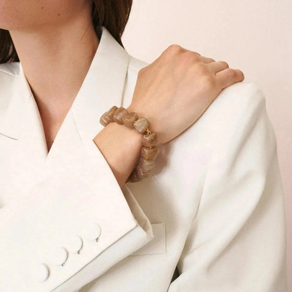 VANESSA BARONI Mini Organic Shaped Bracelet - Biancone Marble