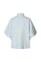 Rabens Saloner Berte Poplin Curved Hem Shirt - Light Blue