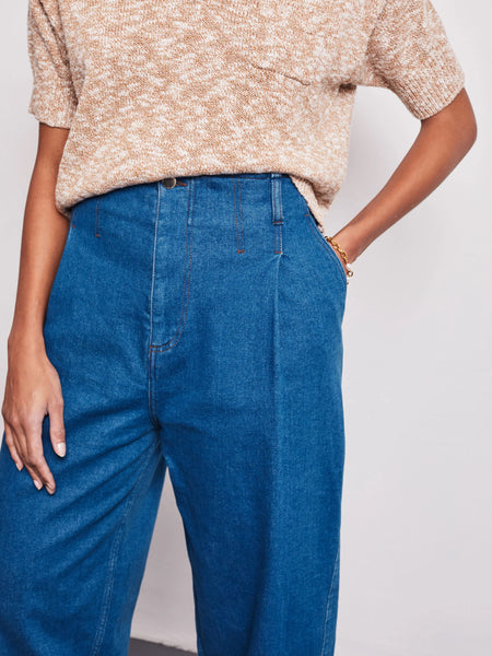 Vivere Waverley Wide Leg Denim Barrel Leg Jeans - Blue