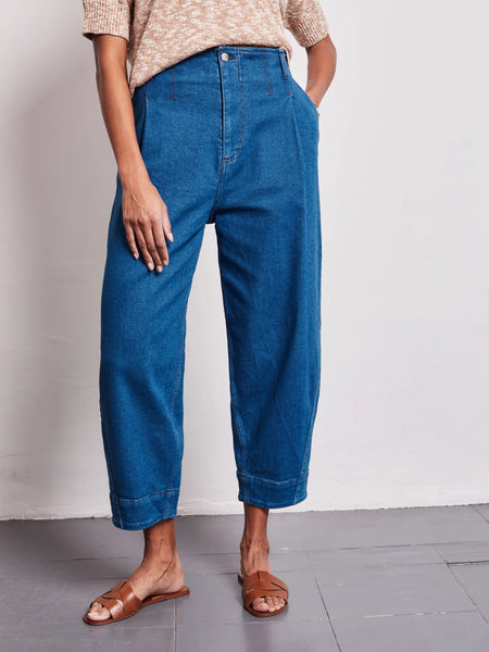 Vivere Waverley Wide Leg Denim Barrel Leg Jeans - Blue