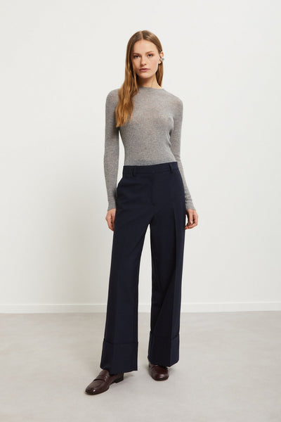 Ottod'Ame Straight Trousers with Cuff - Navy Night