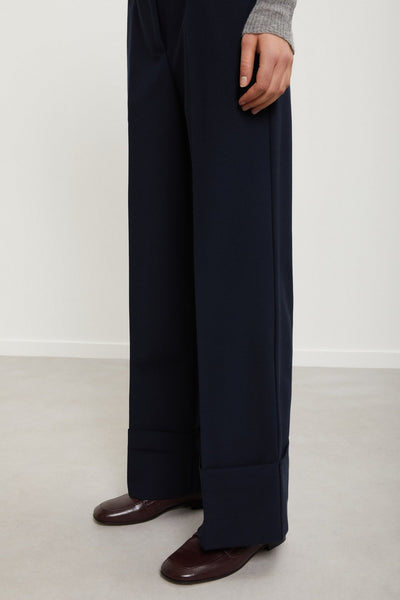 Ottod'Ame Straight Trousers with Cuff - Navy Night