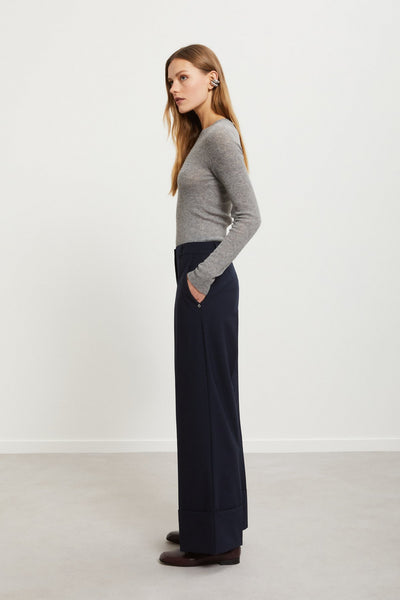 Ottod'Ame Straight Trousers with Cuff - Navy Night