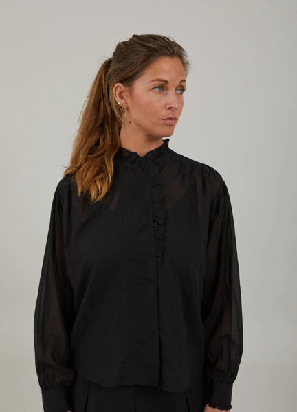 Coster Copenhagen Wide Fit Shirt with Ruffles - Black