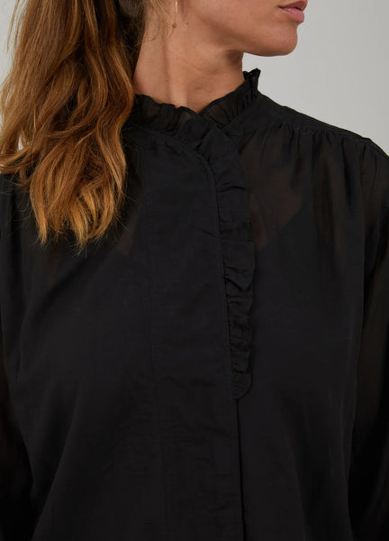 Coster Copenhagen Wide Fit Shirt with Ruffles - Black