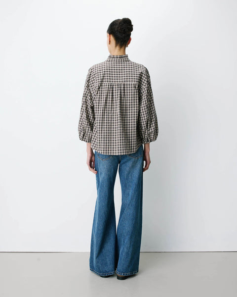 Grace & Mila Adelie Checked Buttoned Blouse - Latte