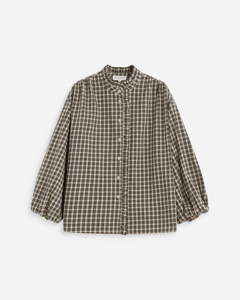 Grace & Mila Adelie Checked Buttoned Blouse - Latte