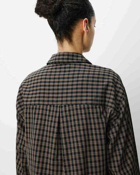 Grace & Mila Azelle Cropped Checked Shirt - Black