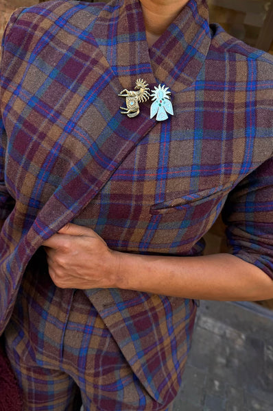 Never Fully Dressed Check Fold Over Blazer