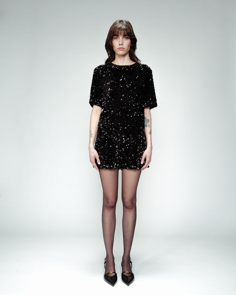 Grace & Mila Orta Sequin Top - Noir