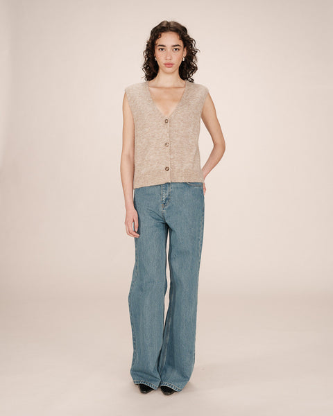 Grace & Mila Sleeveless Wool & Mohair Sleeveless Knit - Beige