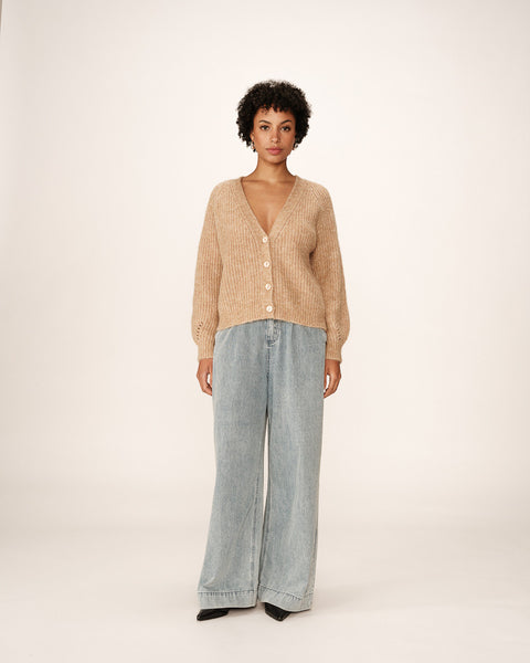 Grace & Mila Panettone V Neck Cardigan - Sable