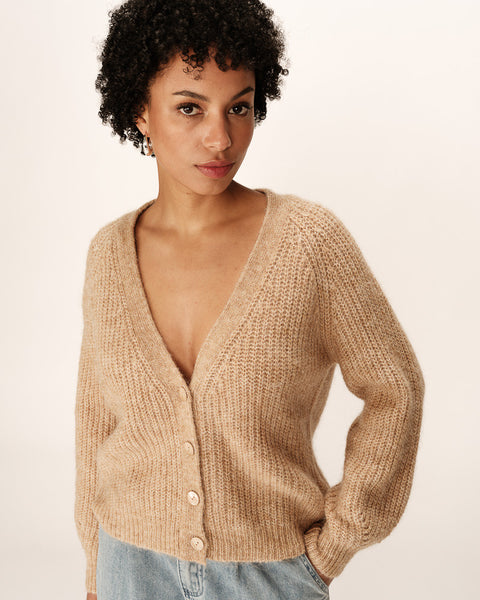 Grace & Mila Panettone V Neck Cardigan - Sable