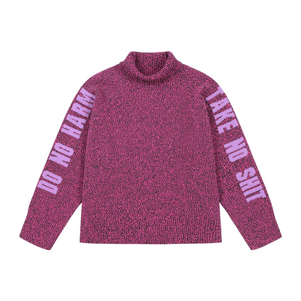 Black & Beech Do No Harm Take No Shit Merino Funnel Jumper - Anemone