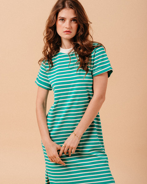 Grace & Mila Stripe Maxi T-Shirt Dress - Green