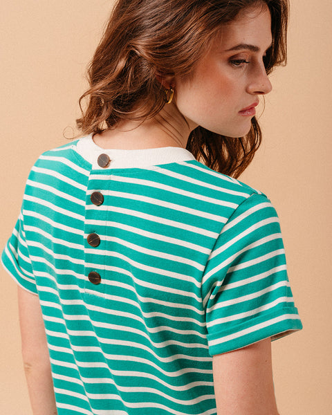 Grace & Mila Stripe Maxi T-Shirt Dress - Green
