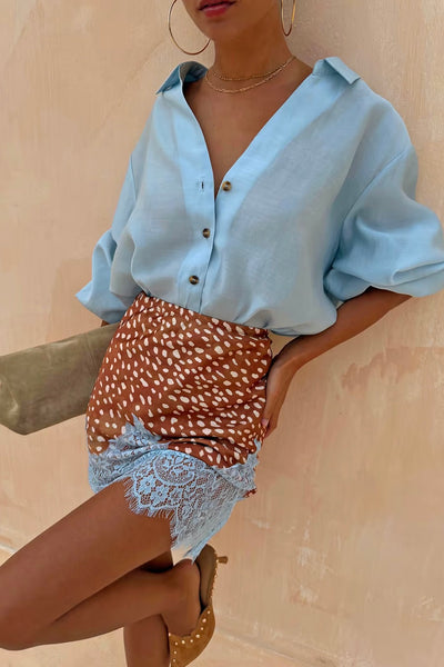 Never Fully Dressed Fawn Mini Maeva Lace Skirt - Fawn