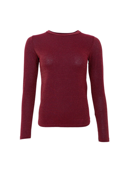 Black Colour BCFaye Lurex LS Top - Plum