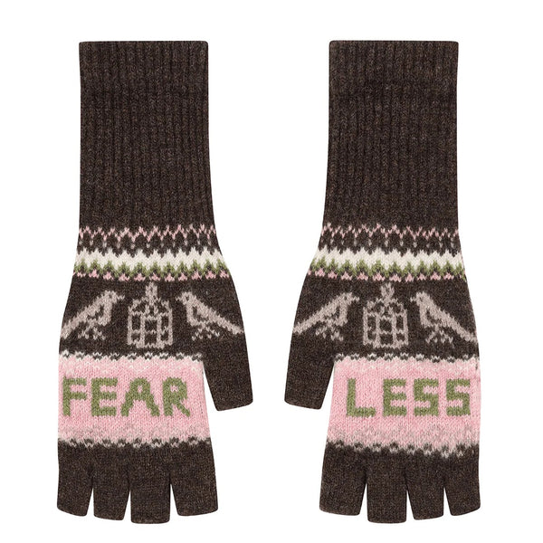 Black & Beech Fearless Fingerless Mittens - Cocoa