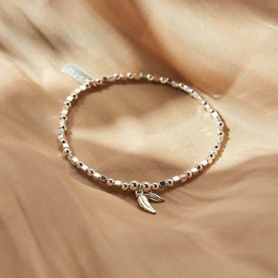 ChloBo Mini Cube Double Feather Bracelet - Silver