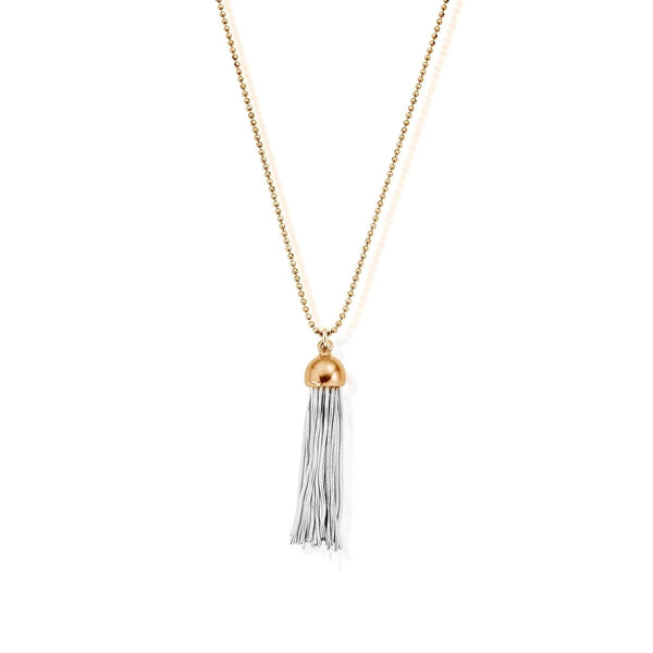 ChloBo Diamond Cut Chain With Cap Tassel Pendant - Silver & Gold