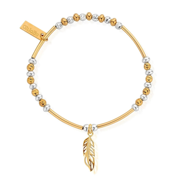 ChloBo Mixed Metal Filigree Feather Bracelet - Gold & Silver