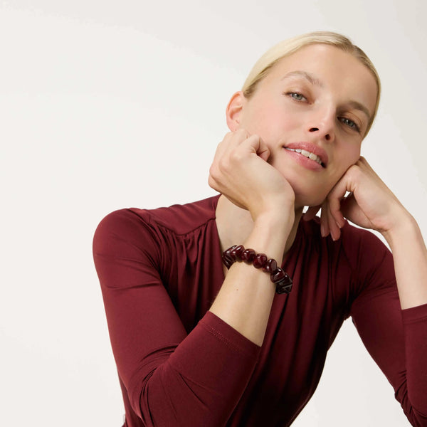 Vanessa Baroni Stone Flex Bracelet - Bordeaux Marble