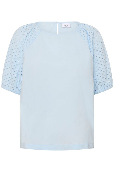 Saint Tropez PalaSZ Short Sleeve Blouse - Skyway Blue