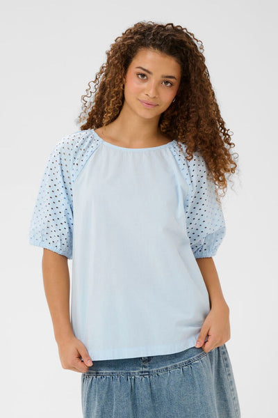 Saint Tropez PalaSZ Short Sleeve Blouse - Skyway Blue