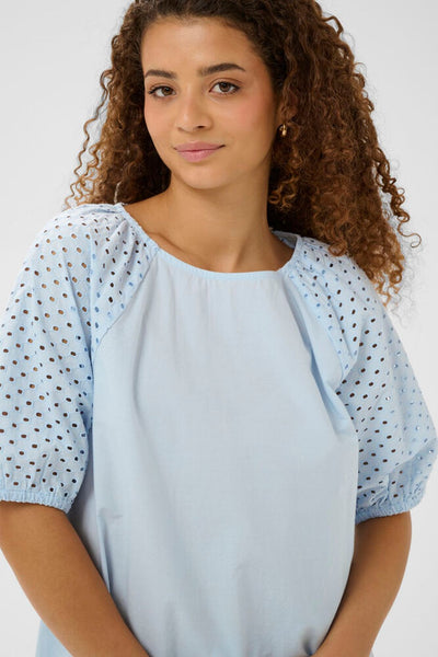 Saint Tropez PalaSZ Short Sleeve Blouse - Skyway Blue