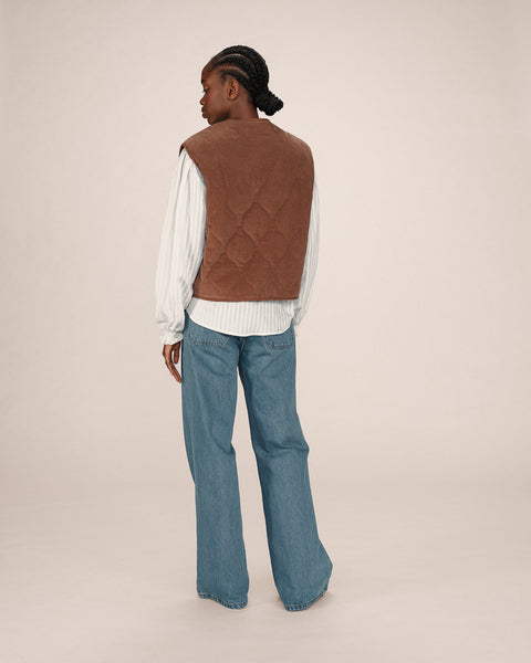 Grace & Mila Sleeveless Quilted Reversible Gilet - Chocolate