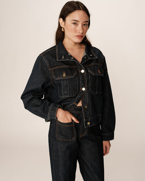 Grace & Mila Primrose Denim Jacket - Dark Denim