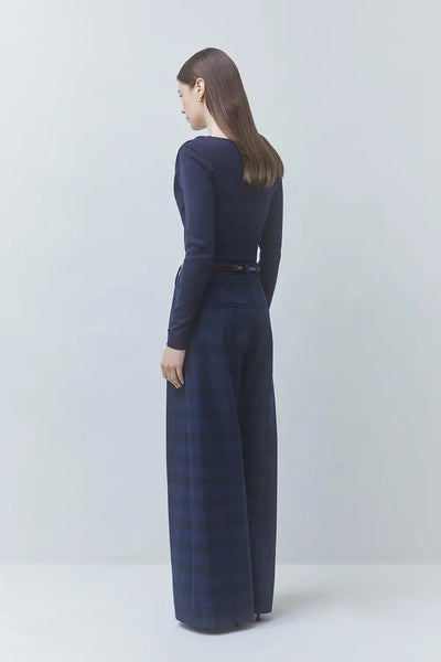 Suncoo Wool Checked Trousers - Blue