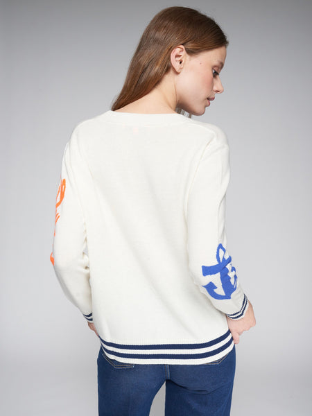 Vilagallo Cardigan intarsia Playa Cardigan - Ecru