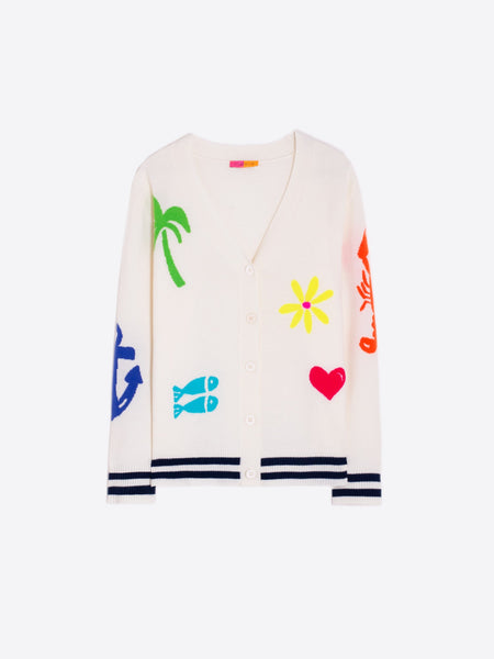 Vilagallo Cardigan intarsia Playa Cardigan - Ecru