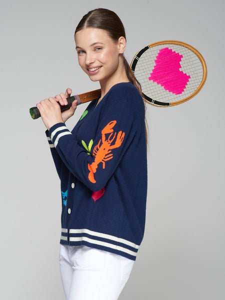 Vilagallo Cardigan intarsia Playa Cardigan - Navy