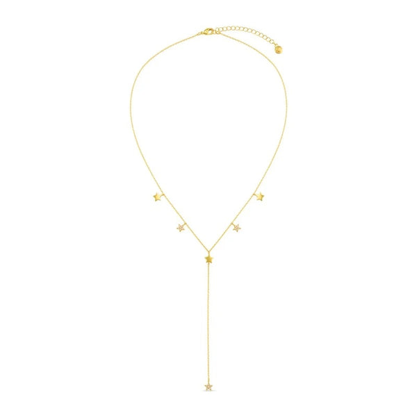 Orelia Crystal Multi Star Lariat Necklace - Gold Plated
