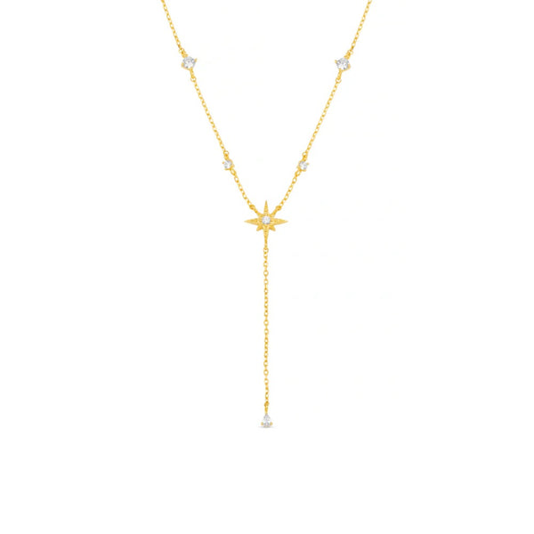 Orelia Jewellery Crystal & Starburst Fine Lariat Necklace - Gold
