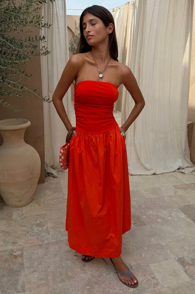 Never Fully Dressed Lola Mid-axi Dress - Tomato