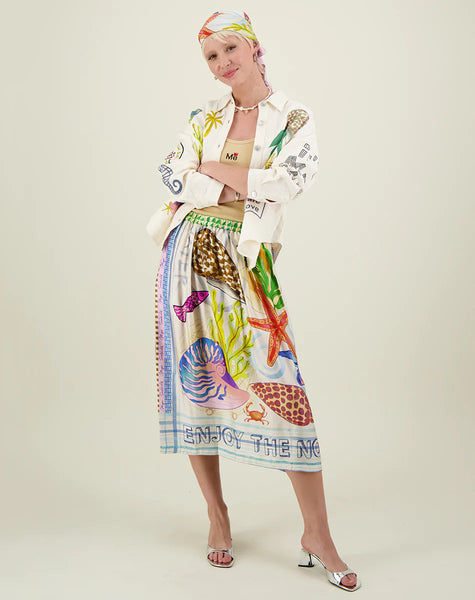 Me369 Vanessa Printed Midi Skirt - Magic Ocean